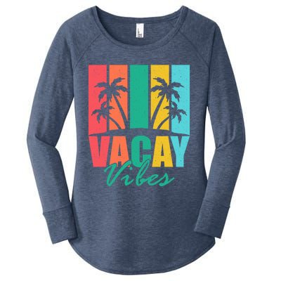 Vacay Vibes Retro Beach Vacation Summer Quote Gift Women's Perfect Tri Tunic Long Sleeve Shirt