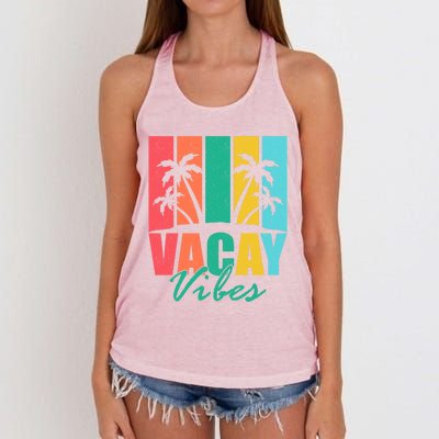 Vacay Vibes Retro Beach Vacation Summer Quote Gift Women's Knotted Racerback Tank