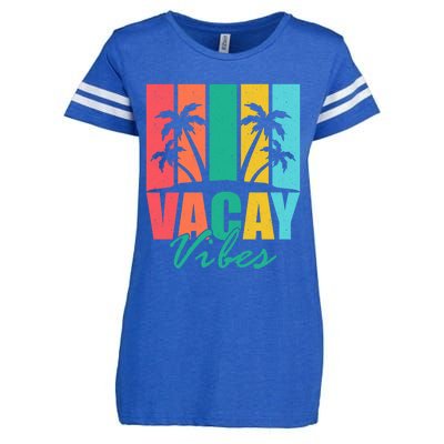 Vacay Vibes Retro Beach Vacation Summer Quote Gift Enza Ladies Jersey Football T-Shirt