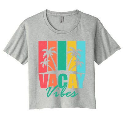 Vacay Vibes Retro Beach Vacation Summer Quote Gift Women's Crop Top Tee