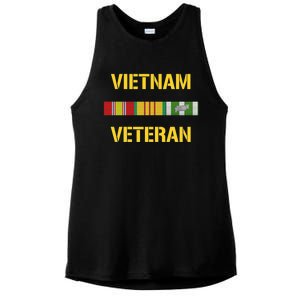 Vietnam Veteran Ribbon Bar Funny Army Ladies PosiCharge Tri-Blend Wicking Tank