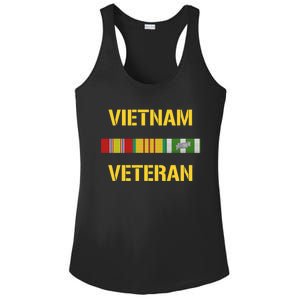 Vietnam Veteran Ribbon Bar Funny Army Ladies PosiCharge Competitor Racerback Tank