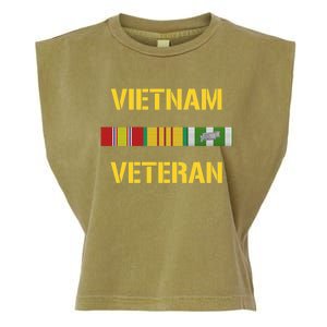 Vietnam Veteran Ribbon Bar Funny Army Garment-Dyed Women's Muscle Tee