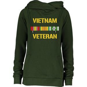 Vietnam Veteran Ribbon Bar Funny Army Womens Funnel Neck Pullover Hood