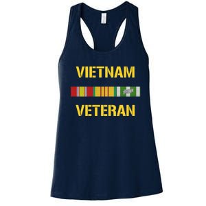 Vietnam Veteran Ribbon Bar Funny Army Women's Racerback Tank