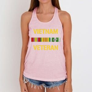 Vietnam Veteran Ribbon Bar Funny Army Women's Knotted Racerback Tank