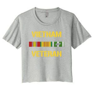 Vietnam Veteran Ribbon Bar Funny Army Women's Crop Top Tee