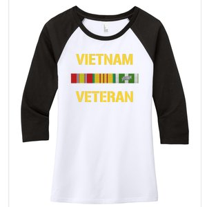 Vietnam Veteran Ribbon Bar Funny Army Women's Tri-Blend 3/4-Sleeve Raglan Shirt