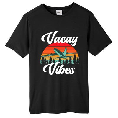 Vacay Vibes Retro Beach Vacation Summer Quote Airplane Gift Tall Fusion ChromaSoft Performance T-Shirt