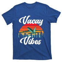 Vacay Vibes Retro Beach Vacation Summer Quote Airplane Gift T-Shirt