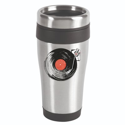 Vintage Vinyl Record Player Summer Vibes Retro Style 16oz Travel Tumbler