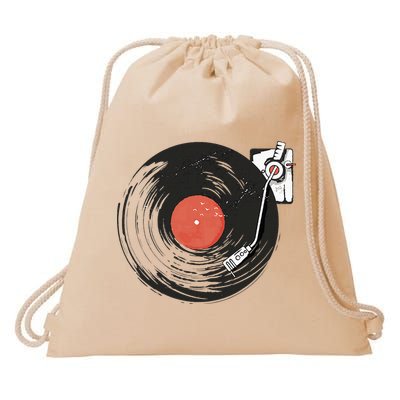 Vintage Vinyl Record Player Summer Vibes Retro Style Drawstring Bag