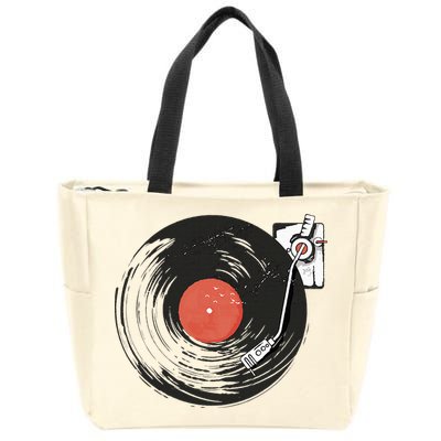 Vintage Vinyl Record Player Summer Vibes Retro Style Zip Tote Bag