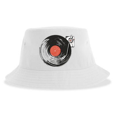 Vintage Vinyl Record Player Summer Vibes Retro Style Sustainable Bucket Hat