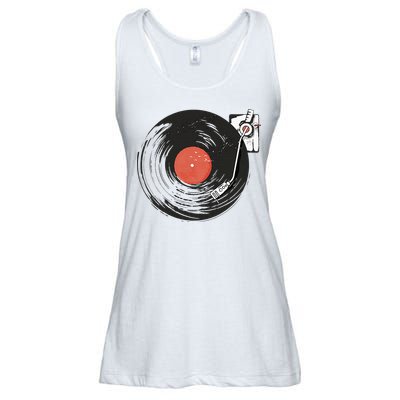 Vintage Vinyl Record Player Summer Vibes Retro Style Ladies Essential Flowy Tank