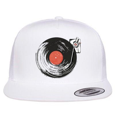 Vintage Vinyl Record Player Summer Vibes Retro Style Flat Bill Trucker Hat