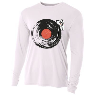 Vintage Vinyl Record Player Summer Vibes Retro Style Cooling Performance Long Sleeve Crew