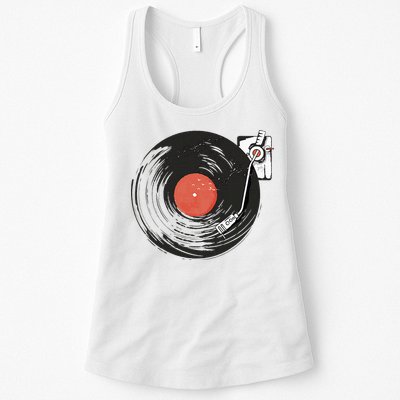Vintage Vinyl Record Player Summer Vibes Retro Style Womens Tank Top