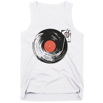 Vintage Vinyl Record Player Summer Vibes Retro Style Tank Top
