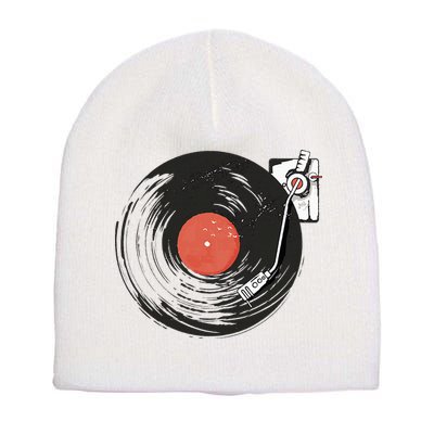 Vintage Vinyl Record Player Summer Vibes Retro Style Short Acrylic Beanie