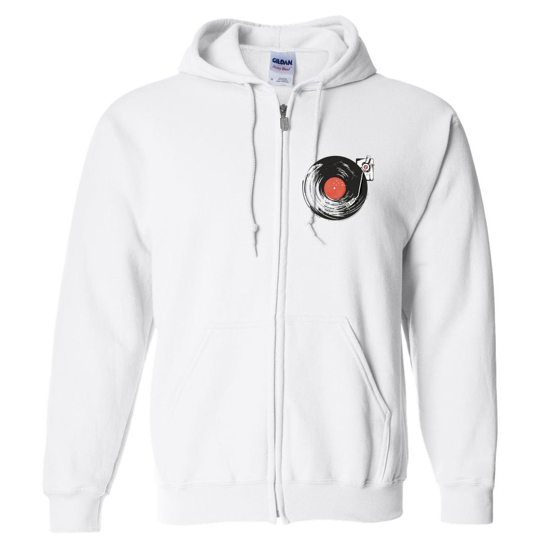 Vintage Vinyl Record Player Summer Vibes Retro Style Full Zip Hoodie