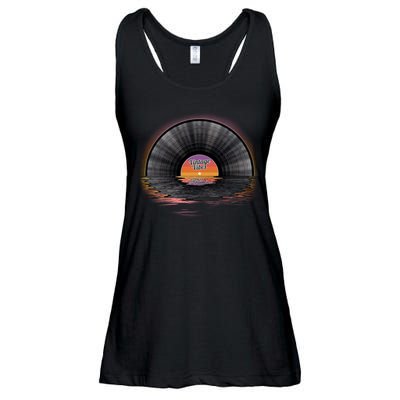 Vintage Vinyl Record Sunset Ladies Essential Flowy Tank