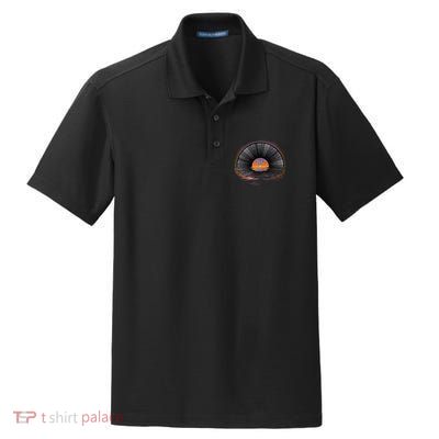 Vintage Vinyl Record Sunset Dry Zone Grid Polo