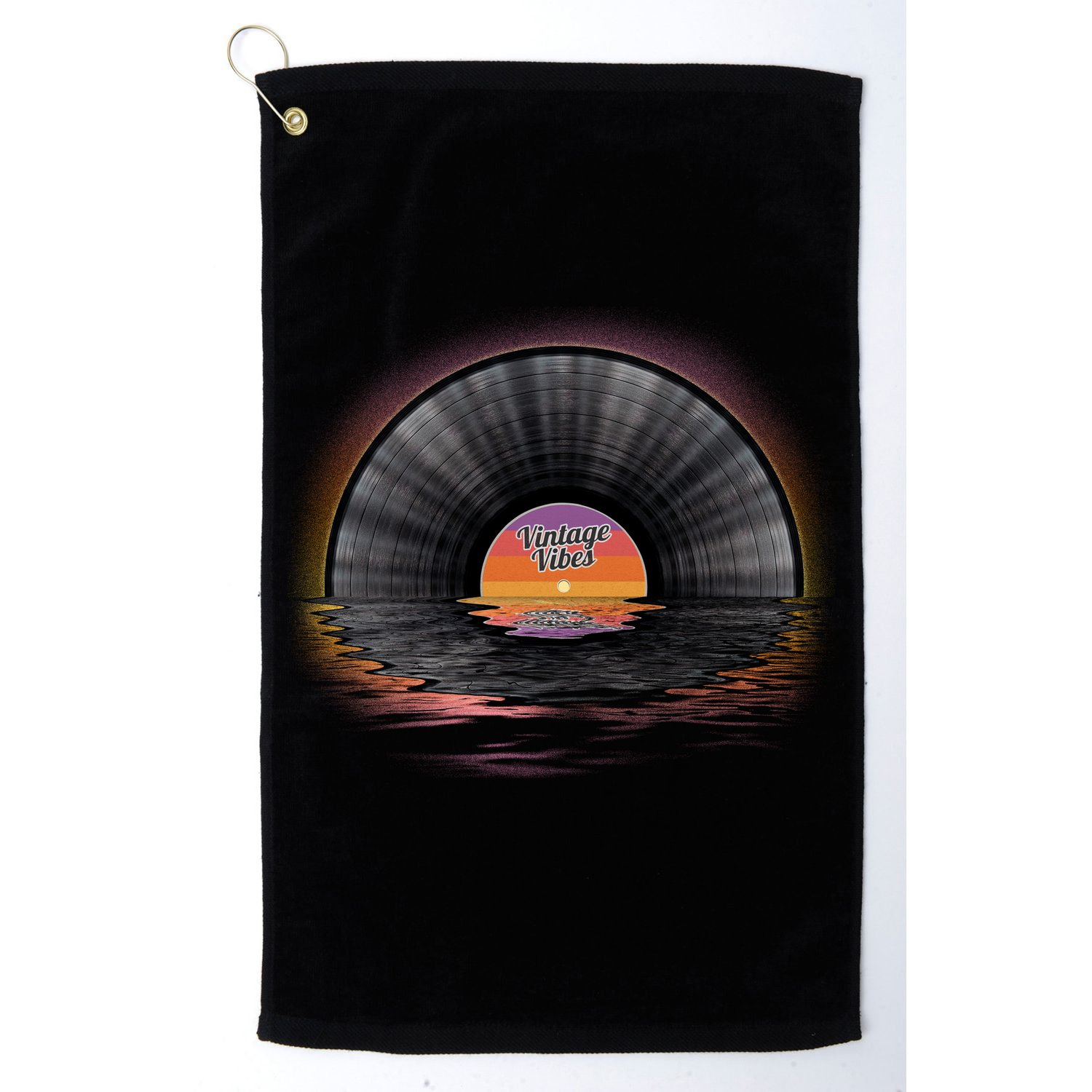 Vintage Vinyl Record Sunset Golf Towel