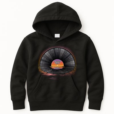 Vintage Vinyl Record Sunset Kids Hoodie