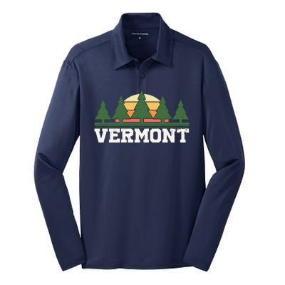 Vintage Vermont Retro Logo Silk Touch Performance Long Sleeve Polo