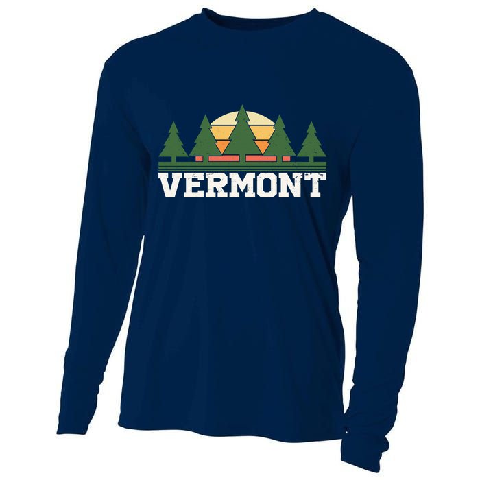 Vintage Vermont Retro Logo Cooling Performance Long Sleeve Crew