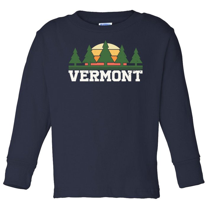 Vintage Vermont Retro Logo Toddler Long Sleeve Shirt