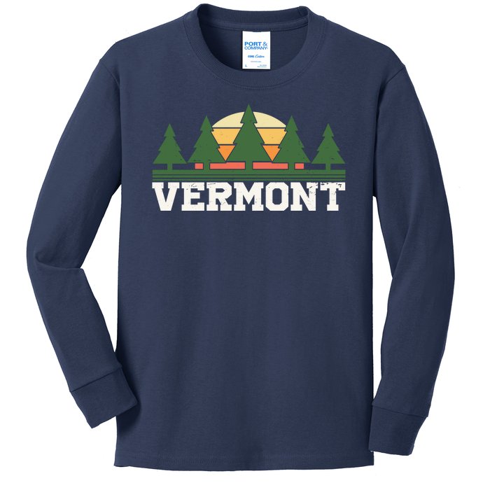 Vintage Vermont Retro Logo Kids Long Sleeve Shirt