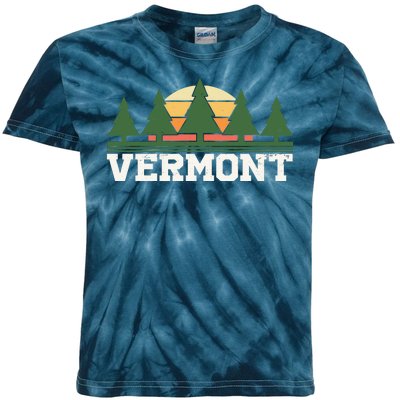 Vintage Vermont Retro Logo Kids Tie-Dye T-Shirt