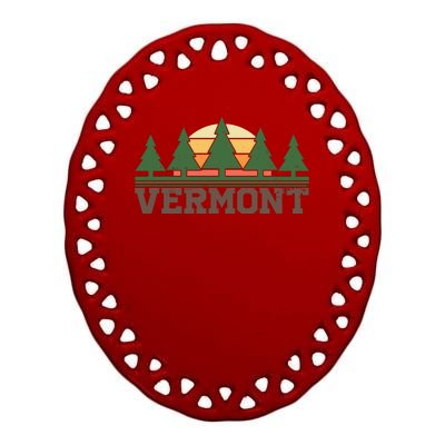 Vintage Vermont Retro Logo Ceramic Oval Ornament