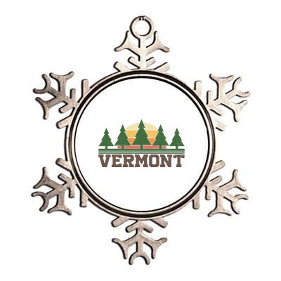 Vintage Vermont Retro Logo Metallic Star Ornament