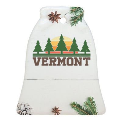 Vintage Vermont Retro Logo Ceramic Bell Ornament