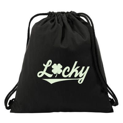 Vintage Varsity Style St Patricks Day Lucky Logo Drawstring Bag