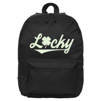 Vintage Varsity Style St Patricks Day Lucky Logo 16 in Basic Backpack