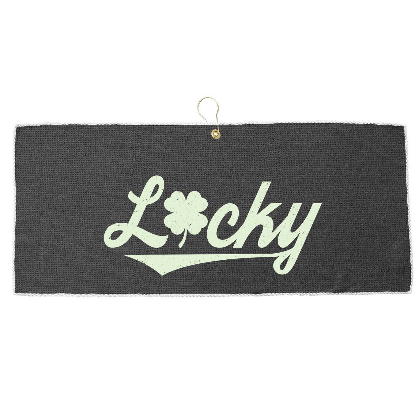 Vintage Varsity Style St Patricks Day Lucky Logo Large Microfiber Waffle Golf Towel
