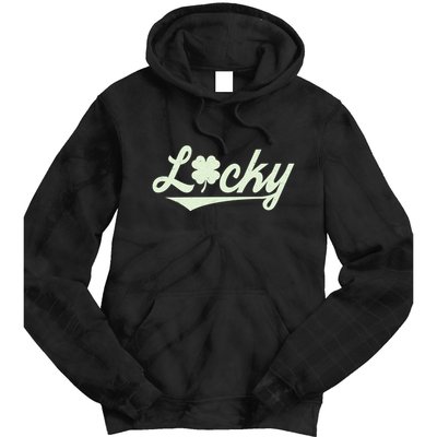 Vintage Varsity Style St Patricks Day Lucky Logo Tie Dye Hoodie
