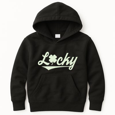 Vintage Varsity Style St Patricks Day Lucky Logo Kids Hoodie