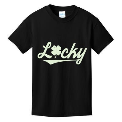 Vintage Varsity Style St Patricks Day Lucky Logo Kids T-Shirt