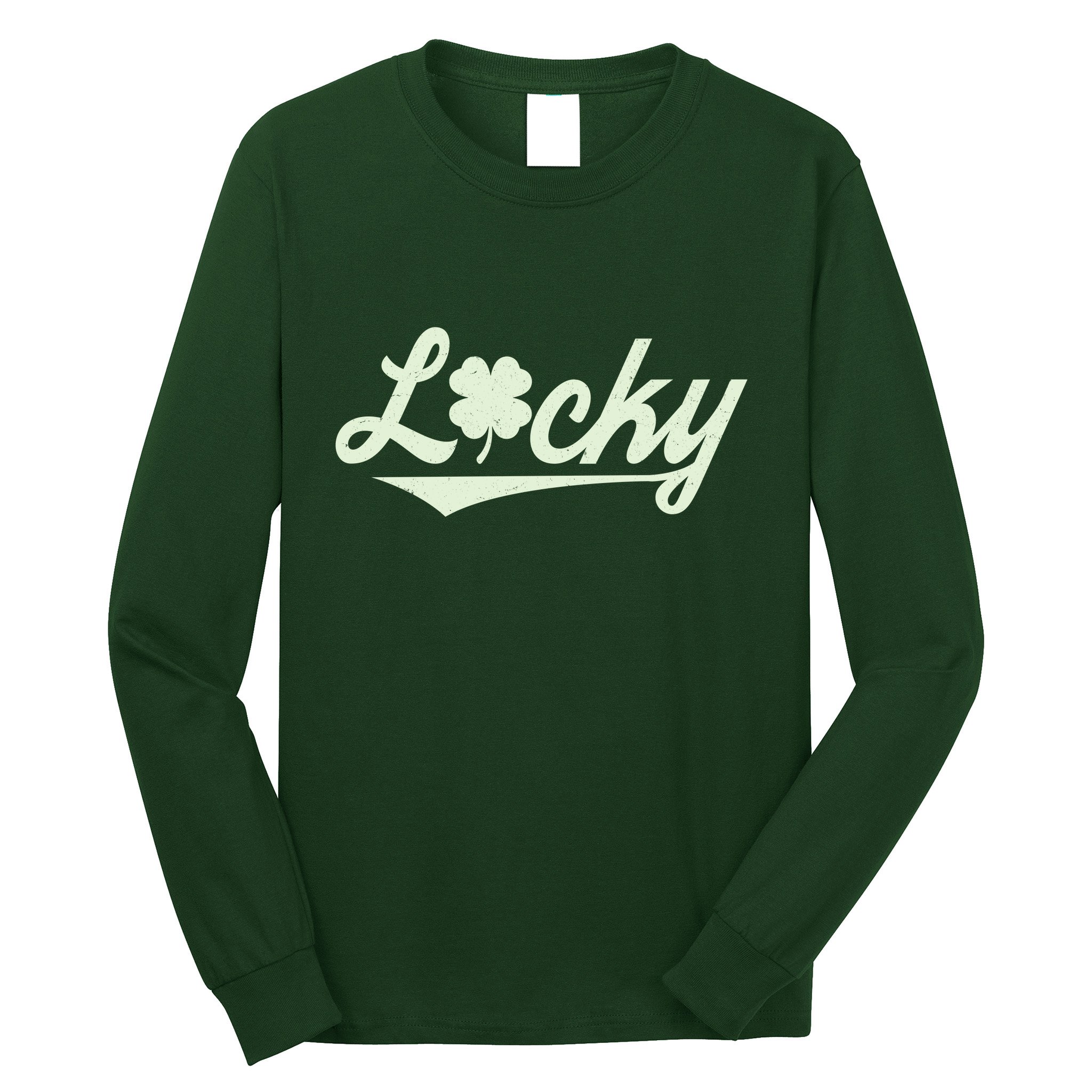 Vintage Varsity Style St Patricks Day Lucky Logo Long Sleeve Shirt