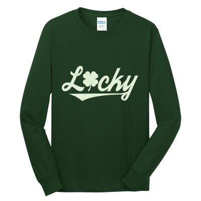 Vintage Varsity Style St Patricks Day Lucky Logo Tall Long Sleeve T-Shirt
