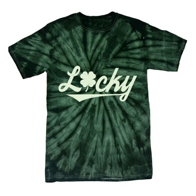 Vintage Varsity Style St Patricks Day Lucky Logo Tie-Dye T-Shirt