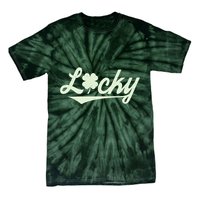 Vintage Varsity Style St Patricks Day Lucky Logo Tie-Dye T-Shirt