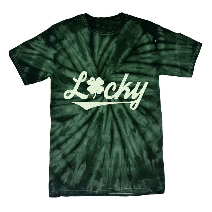 Vintage Varsity Style St Patricks Day Lucky Logo Tie-Dye T-Shirt