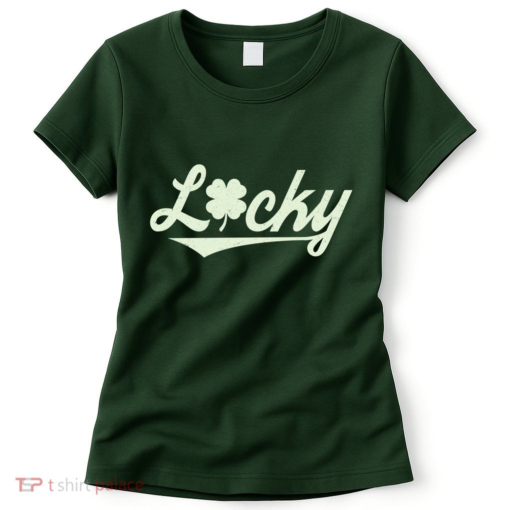 Vintage Varsity Style St Patricks Day Lucky Logo Womens T-Shirt