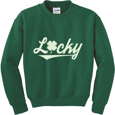 Vintage Varsity Style St Patricks Day Lucky Logo Kids Sweatshirt